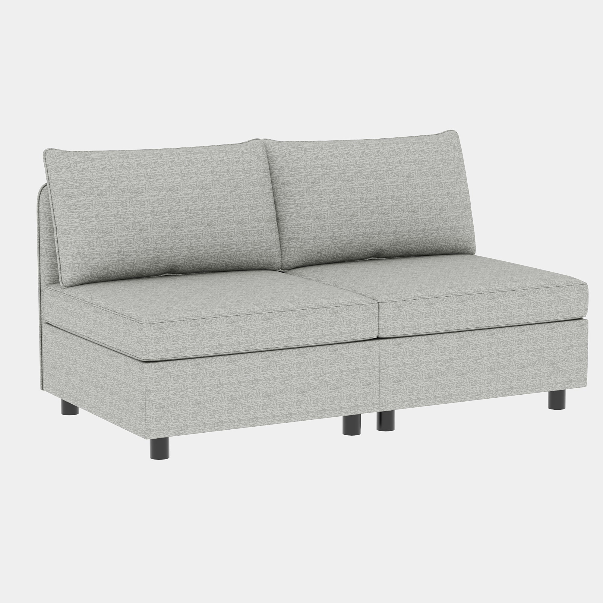 Armless Seat For Modular Sectional Sofa, Convertible Sofa Seat With Storage, Sleeper Sectional Sofa Set, Fabric Flexible Modular Combinations For Living Room 2Pcs Grey Fabric 1 Seat