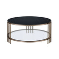 Abisha Coffee Table, Sintered Stone Top & Champagne Finish Lv02815 Black,Champagne Metal Stone