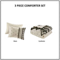3 Piece Cotton And Flax Linen Blend Comforter Set Natural King Cal King King White Black Cotton