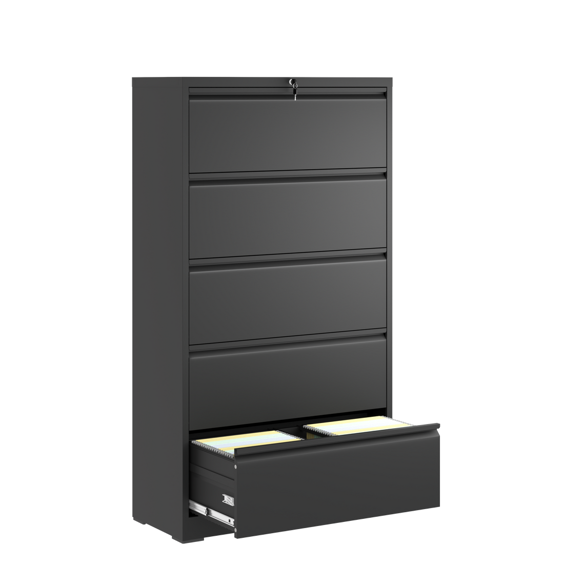 5 Drawer Metal Lateral File Cabinetblack Filing -