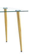 Modern Minimalist Rectangle Glass Dining Table Set Of 5Transparent Glass Tabletop And Electroplate Metal Legs, Suitable For Kitchens, Restaurants, And Living Rooms Golden White Metal
