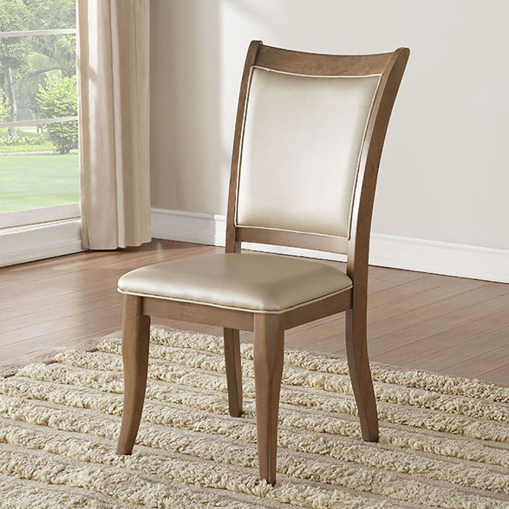 Beige And Grey Oak Side Chair With Tapered Leg