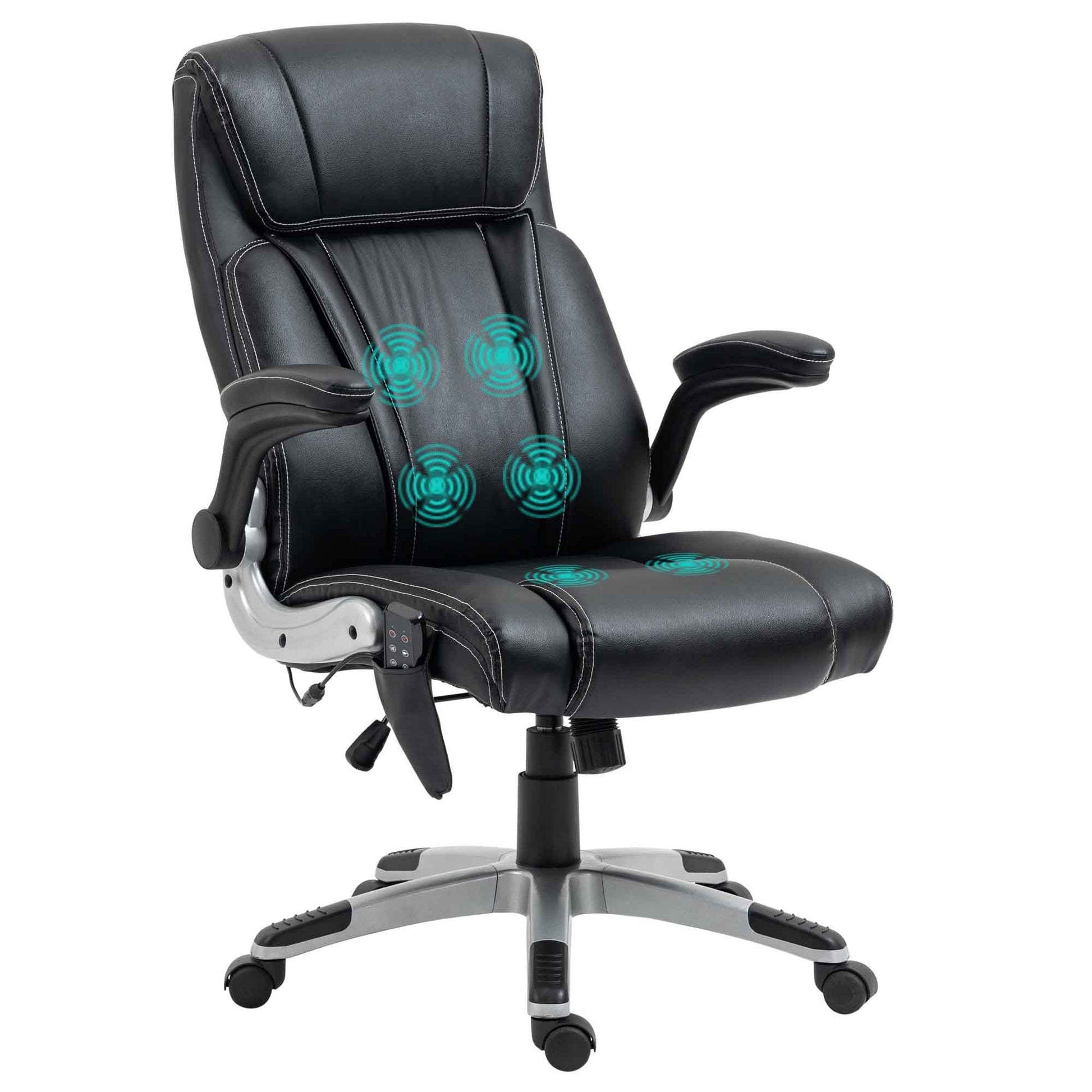 Vinsetto Executive Massage Office Chair With 6 Vibration Points, Heated Faux Leather Computer Desk Chair With Flip Up Armrest, Adjustable Height, ... Vinsetto Executive Massage Office Chair With 6 Vibration Points, Heated Faux Leather Computer Desk Chair With Flip Up Armrest, Adjustable Height, ...