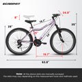 A24208 Ecarpat 24 Inch Mountain Bike, 21 Speed V Brake, Front Suspension, Carbon Steel Frame Mountain Bike For Teenagers Girls Women Bicycles Cycling Purple Durable Garden & Outdoor Polyurethane Foam Steel