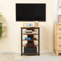 Homcom Tv Stand, Av Media Stand, Corner Audio Tower With Storage Shelves And Steel Frame, Living Room Storage, Brown Brown 50 59 Inches Particle Board