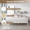 Queen Bed Frames With Headboard, Solid Wooden Platform Bed With Corner, Modern Low Profile Bed Frame, No Box Spring Needed, White Queen White Wood