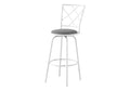 Bar Stool, Set Of 2, Swivel, Bar Height, White Metal, Grey Fabric, Contemporary, Modern White Foam Metal