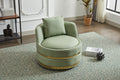 Swivel Chair, 360 Swivel Accent Chair, Barrel Chair For Living Room Bedroom Green Faux Leather