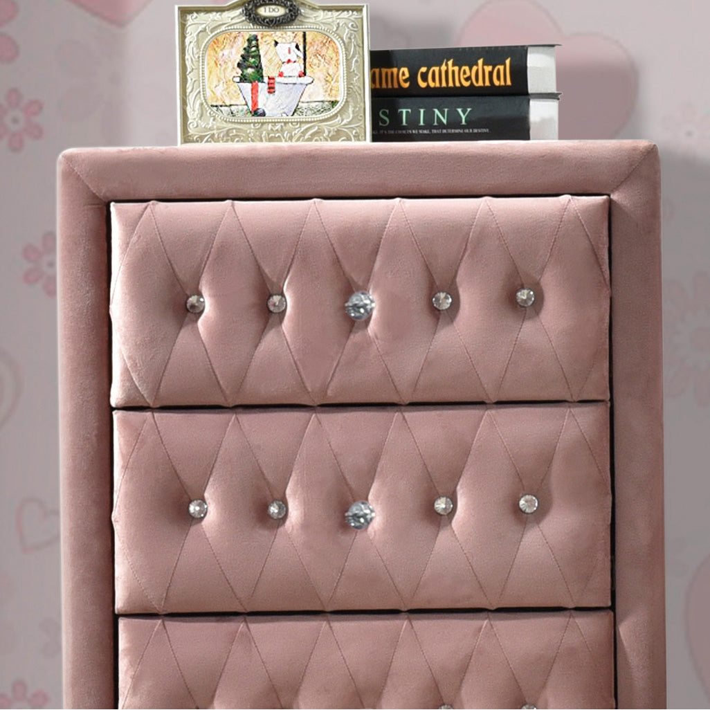 Pink 4 Drawer Chest Pink Bedroom Wood Fabric