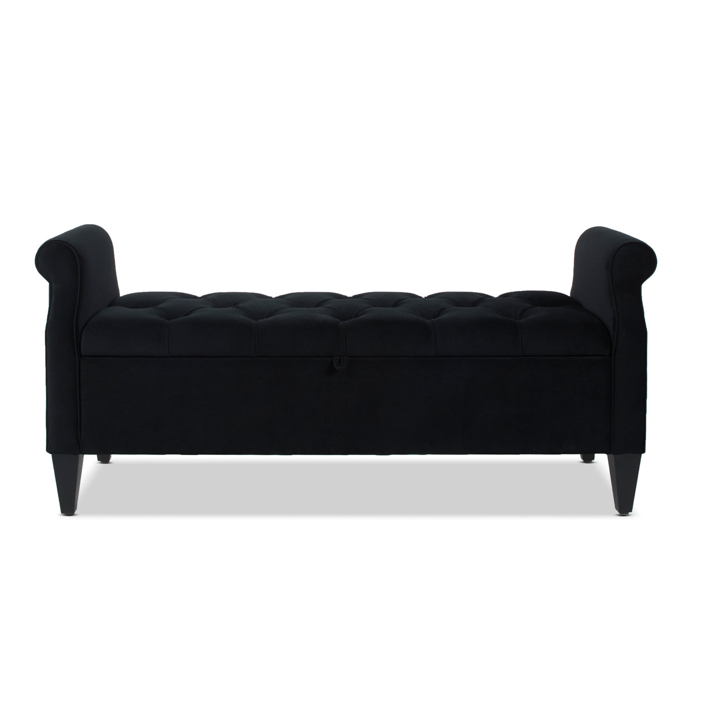 Jacqueline 57.5" Tufted Roll Arm Storage Bench, Anthracite Black Velvet Anthracite Foam Velvet