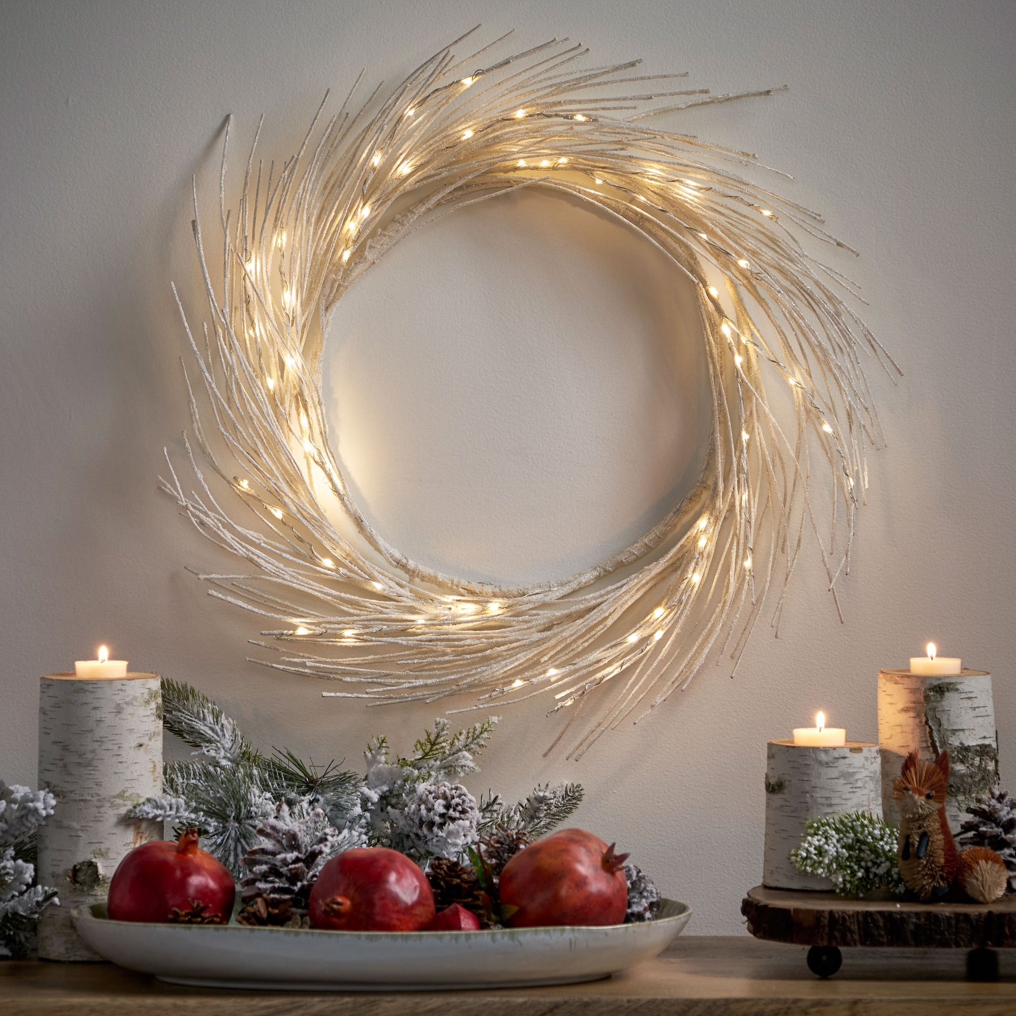 24" Paper Wreath With Led Lights White Iron,Paper