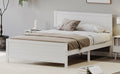 Wood Platform Bed Frame With Headboard, Mattress Foundation With Wood Slat Support, No Box Spring Needed, Queen Size, White Box Spring Not Required Queen White Wood Solid Wood Mdf