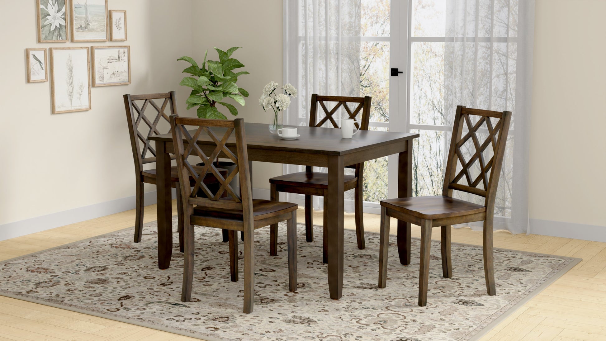 Velvety Brown 5 Piece Dining Table Set Brown Engineered Wood