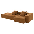 105.5'' L Shaped Modular Sectional Sofa,Minimalist Corduroy Floor Couch Set,Convertible Foam Filled Cloud Couch For Living Room,3 Pc Free Combination,No Assembly Required,3 Colors Brown Corduroy 4 Seat