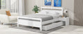 Queen Size Wooden Platform Bed With 2 Storage Drawers And 2 Bedside Tables, White Queen White Pine