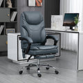 Vinsetto Pu Leather Massage Office Chair With 6 Vibration Points, Heated Reclining Computer Chair With Adjustable Height, Footrest, Gray Gray Pu Leather