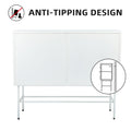 White Sideboard Storage Cabinet With Two Fluted Glass Doors Detachable Shelves Bottom Space For Living Room, Office, Dinging Room And Entryway Old Sku:W68743732 Gloss White Steel