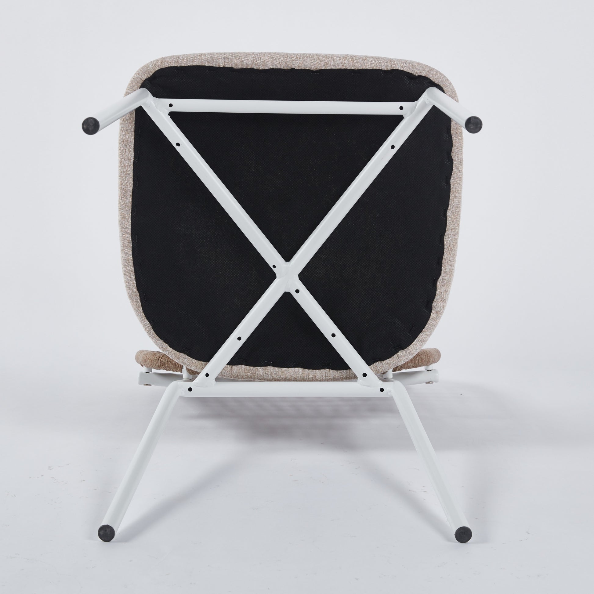 Beige Sennit Chair,Set Of 4,Dining Chair,Coffee Chair White Metal