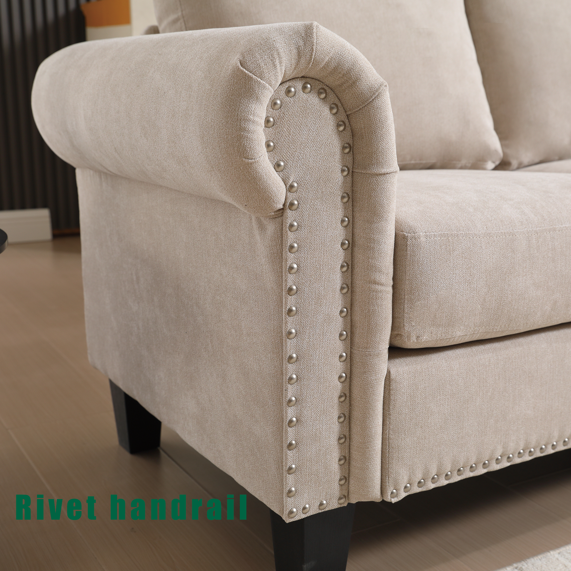 Arrived Convertible Sectional Sofa With Storage,L Shaped Sofa,Four Seater Sofa,Modern Linen Fabric Sectional Couches For Living Room, Beige Beige Polyester Wood Primary Living Space Medium Soft Cushion Back Modern Wood 4 Seat