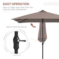 Outsunny 9' X 7' Solar Umbrella, Led Lighted Patio Umbrella For Table Or Base With Tilt & Crank, Outdoor Umbrella For Garden, Deck, Backyard, Pool, Beach, Tan Brown Steel