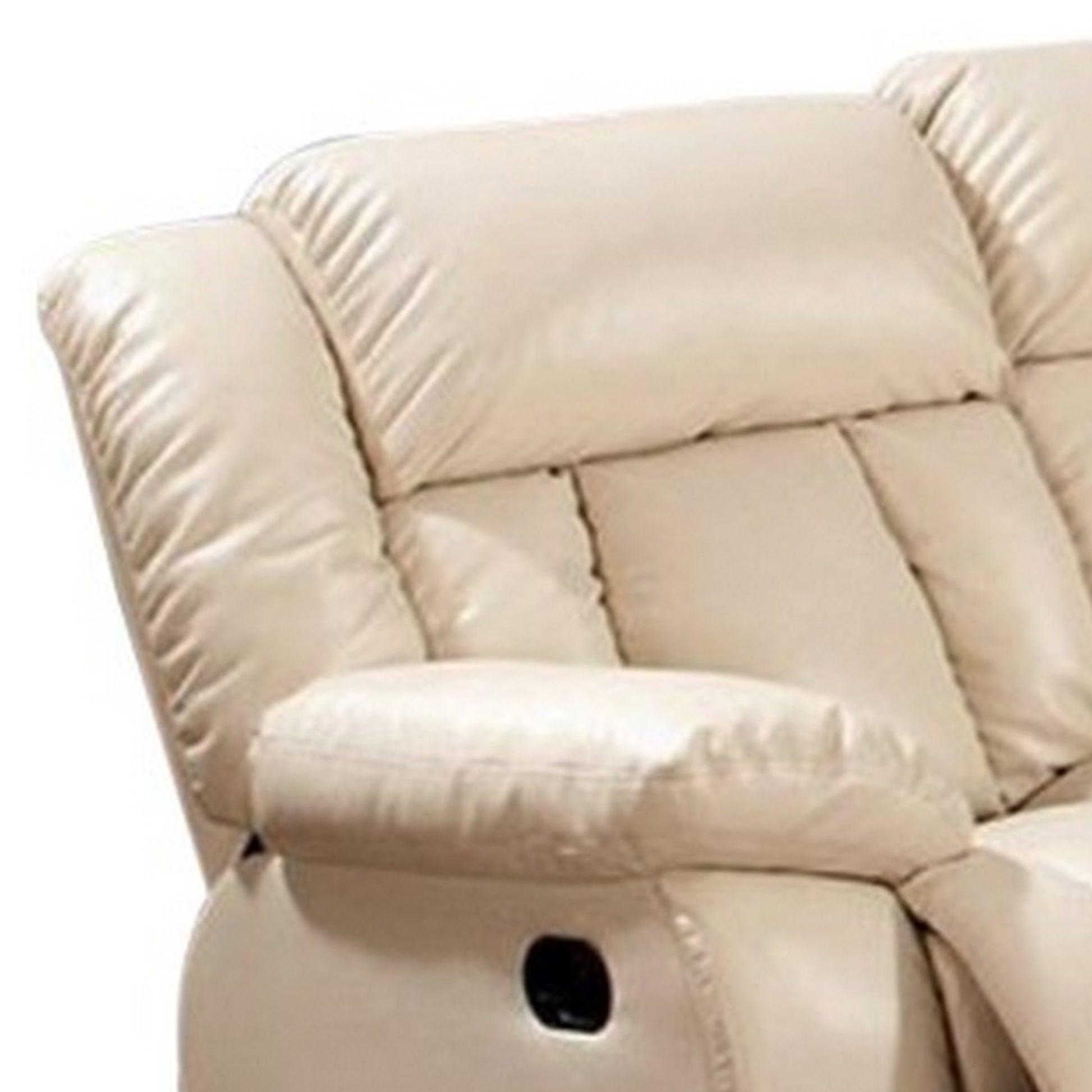 Sofa With 2 Recliners, Ivory Ivory Leather