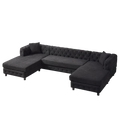 126 Inch Modern Style Chenille Three Piece Sofa, Pull Point Design U Shaped Sofa Two Chaise Longue Seats, Two Pillows And Plastic Feet, Suitable For Living Room, Bedroom, Lounge And Projection Room