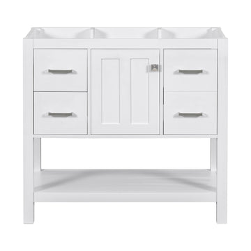 Cabinet Only 36" White Modern Bathroom Vanity With Usb Sink Not Included White Solid Wood Mdf Resin