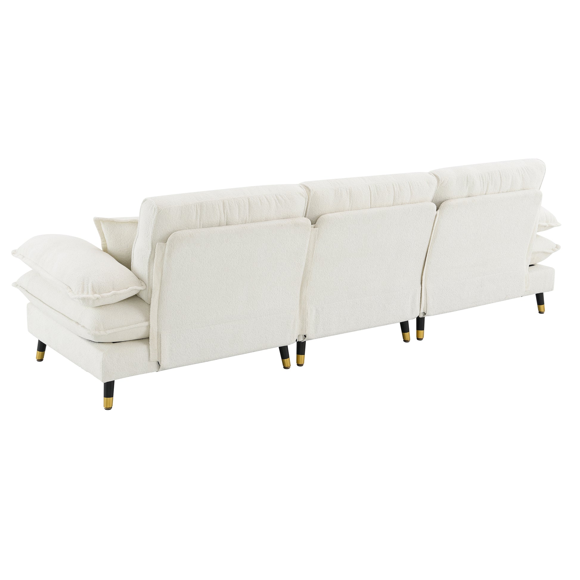 106*66.5" L Shaped Convertible Sectional Sofa,4 Seat Tufted Couch Set With Two Tone Adjust Legs,Cloud Chenille Fabric,Movable Ottoman For Living Room, Apartment,Office,3 Colors White Chenille 4 Seat