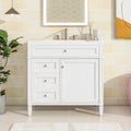 36'' Bathroom Vanity With Top Sink, Modern Bathroom Storage Cabinet With 2 Drawers And A Tip Out Drawer, Single Sink Bathroom Vanity White Bathroom Solid Wood Mdf Ceramic,Solid Wood Mdf