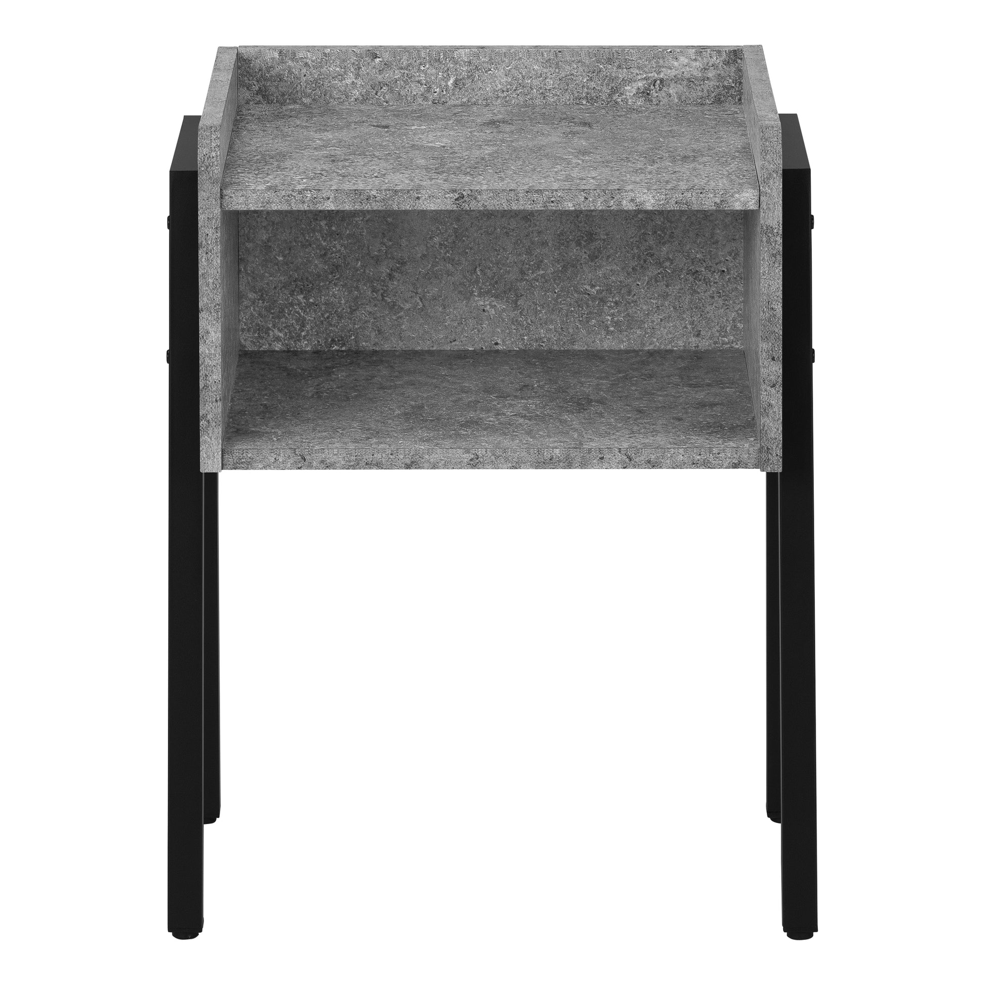 Accent Table, Side, End, Nightstand, Lamp, Living Room, Bedroom, Grey Laminate, Black Metal, Contemporary, Modern Grey Metal