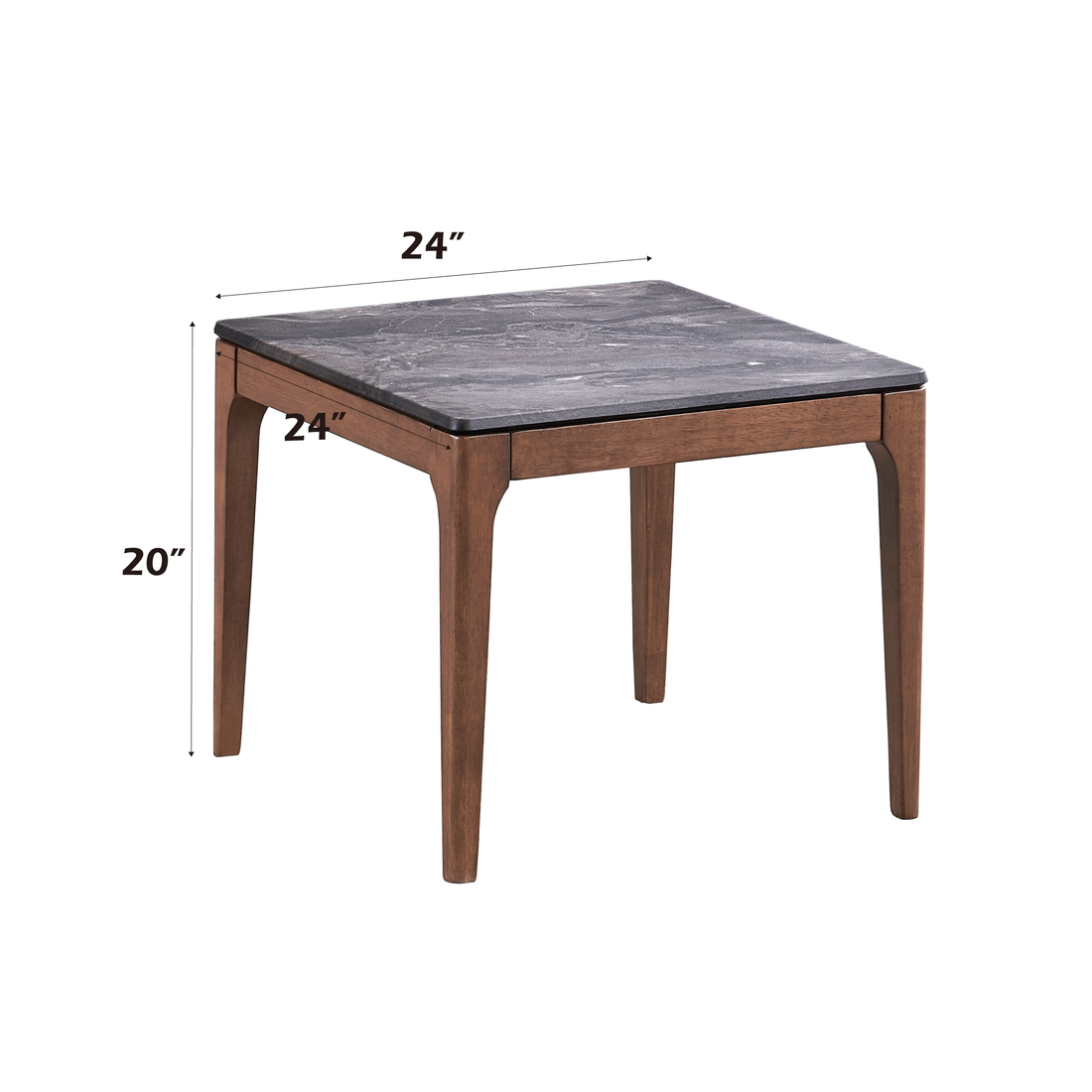 Bevis End Table, Engineered Stone & Walnut Finish Lv02646 Walnut Wood