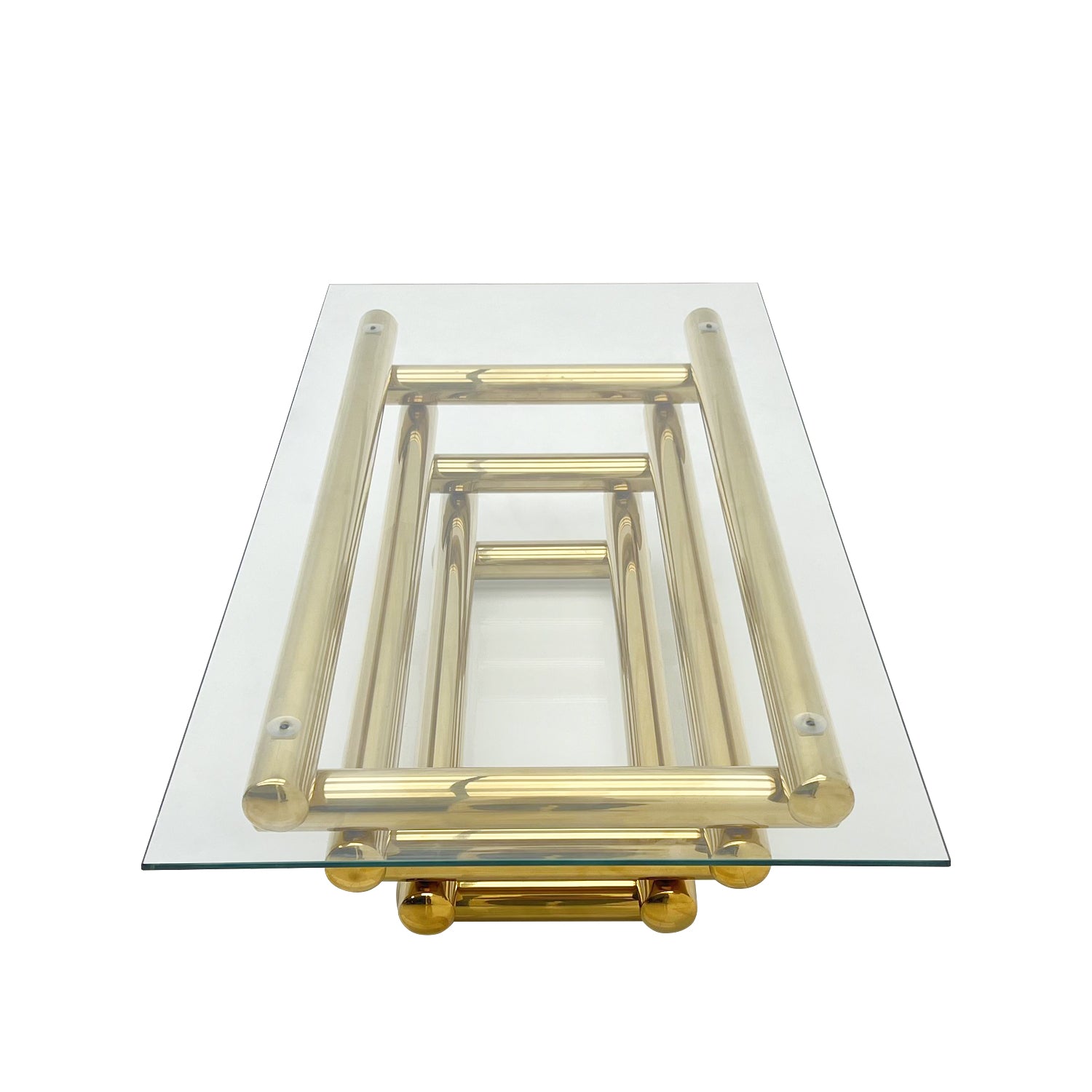 Modern Gold Stainless Steel Clear Tempered Glass End Table For Bedroom Living Room Clear,Gold Modern Open Storage Rectangular Stainless Steel,Tempered Glass