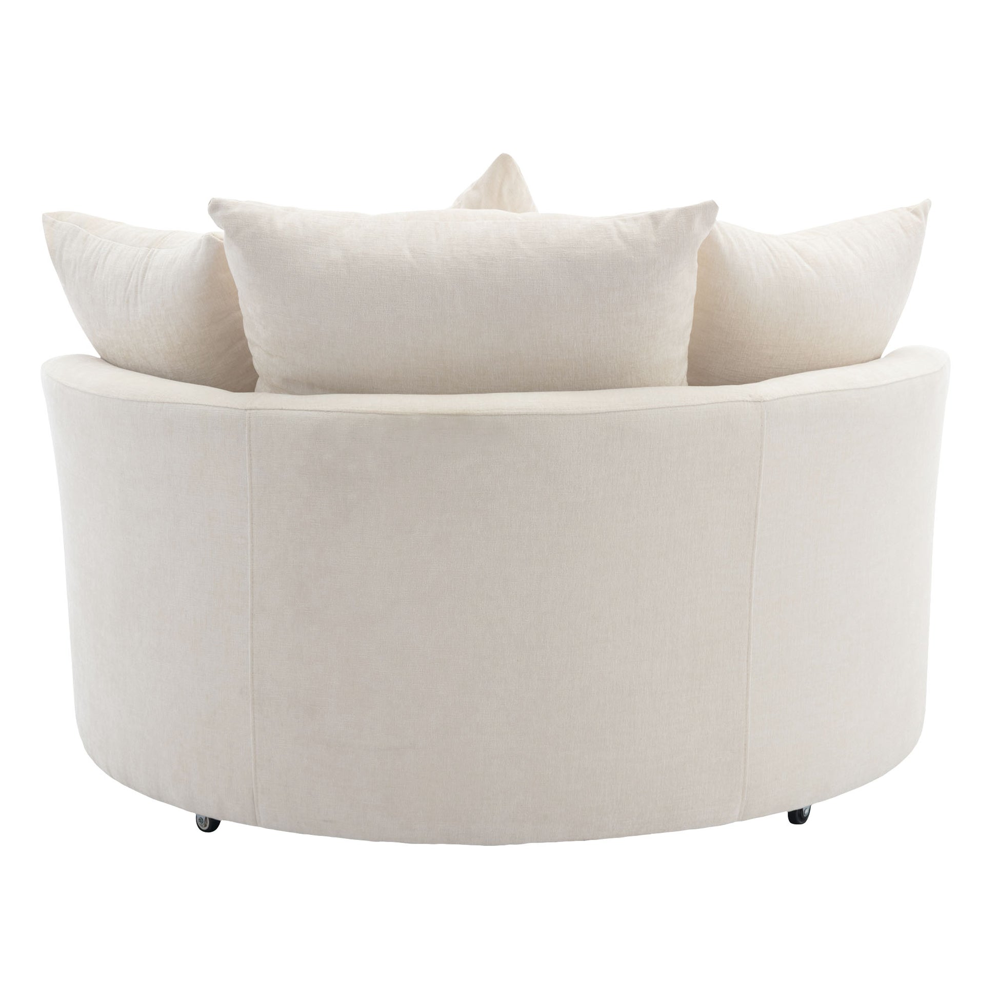 Orisfur. 360 Swivel Accent Barrel Chair With Storage Ottoman & 4 Pillows, Modern Chenille Leisure Chair Round Accent For Living Room, Cream Cream Foam Chenille