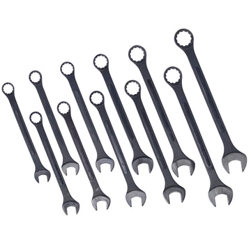 Jumbo Combination Wrench Set Extra Large, Metric, 11 Piece, 34 To 50Mm,Black Oxide, With Pouch Black Carbon Steel
