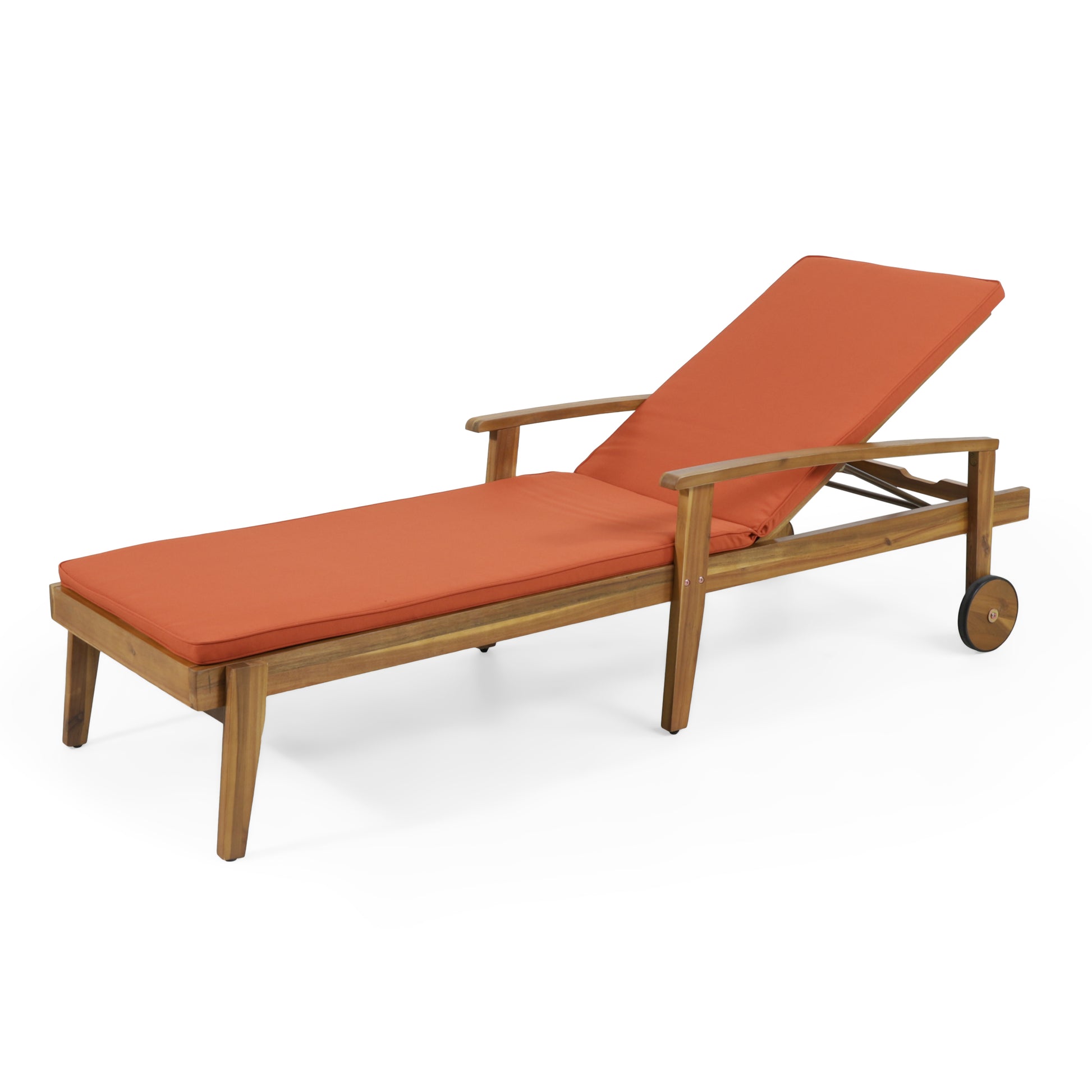 Jason Chaise Lounge Orange Wood Fabric