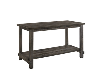 Weathered Grey Counter Height Table With Bottom Shelf Grey Seats 6 Dining Room Rectangular Mdf