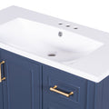 36 Inch Traditional Bathroom Vanity With Resin Sink Combo Set, Blue Bathroom Cabinet With Two Doors And Four Drawers Blue Bathroom Solid Wood Mdf Resin