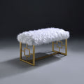 White And Gold Bench With Sled Base White Gold Bedroom White Contemporary Fabric Metal