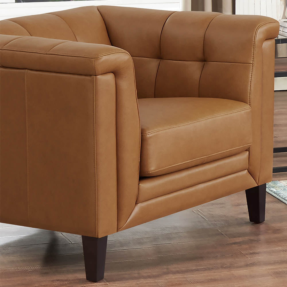Arvo Leather Chair Cognac Down Filling Genuine Leather