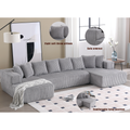 Arrived 131'' Modular Sectional Couch, U Shaped Sofachaise Lounge, Striped Fabric,Upholstered 4 Seater Couch For Living Room, Bedroom, Free Combination Sofa Corduroy , Gray Gray Polyester Primary Living Space Soft Modern Square Arms Foam Upholstered 4