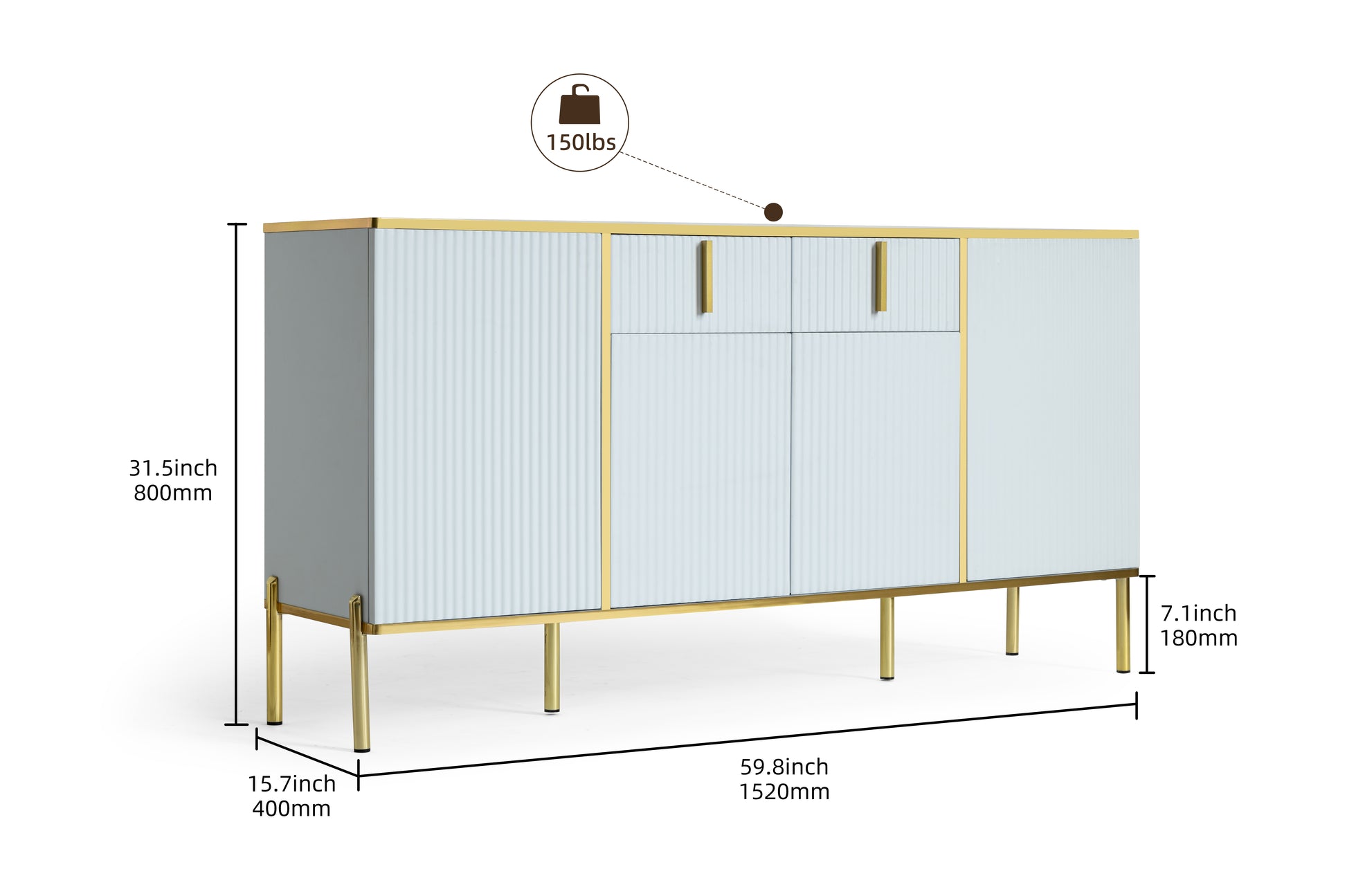 Four Doors And Two Drawers,Modern Sideboard Buffet Cabinet Storage Cabinet For Living Room,Kitchen,Dining Room,Hallway,White White White Dining Room Modern Drawers Included Mdf,Particle Board