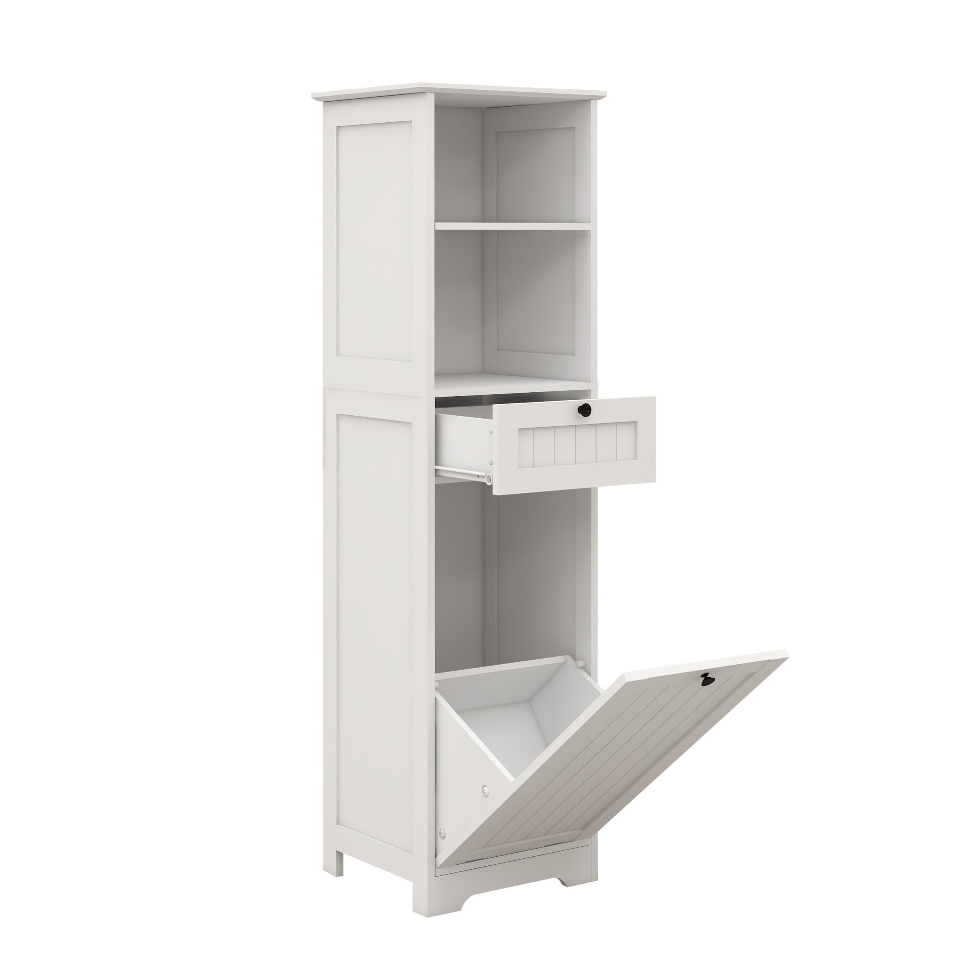 One Compartment One Drawer Tilt Out Laundry Sorter Cabinet White White Mdf