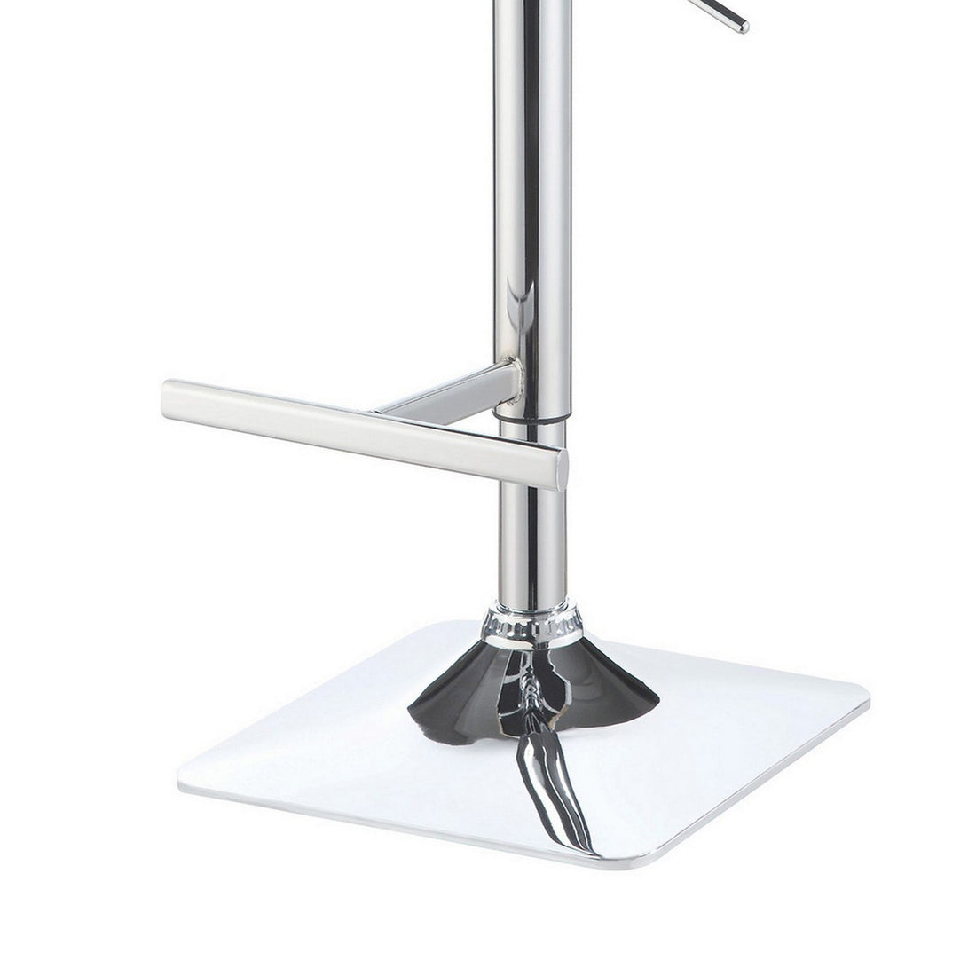 Casual Armless Adjustable Bar Height Stool, Black, Set Of 2 Chrome Metal