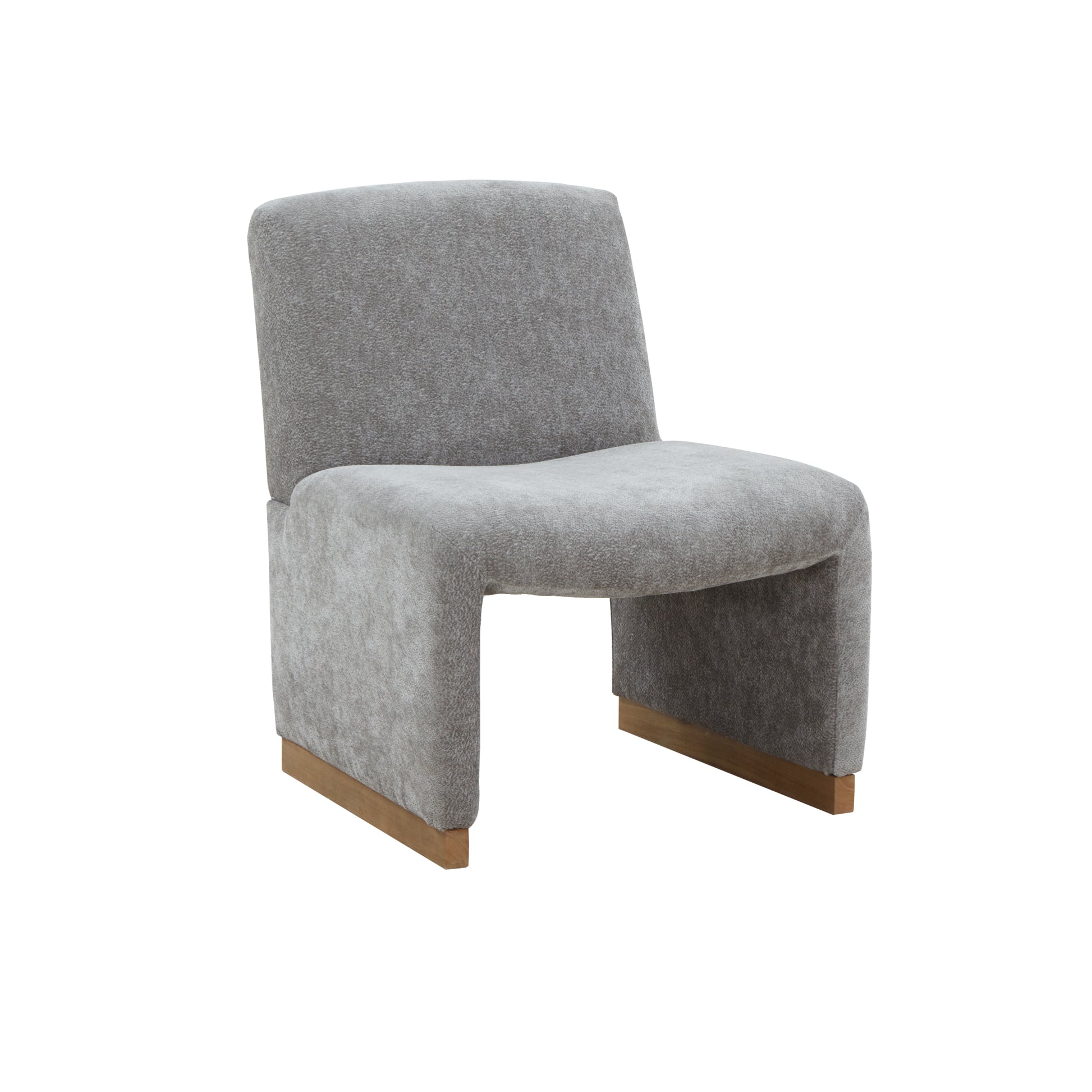 Comfy Accent Chair, Upholstered Slipper Chair, Armless Chair With Wood Legs And Soft Fabric For Living Room, Bedroom, Grey Gray Foam Wood Fabric