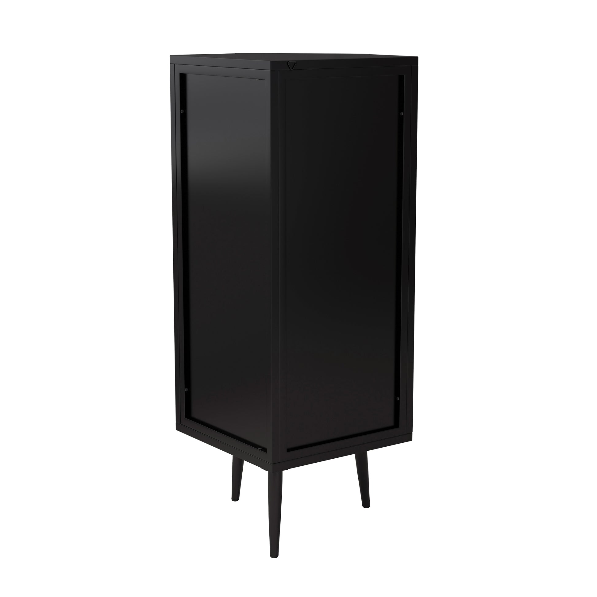 22.25'' Floor Coner Cabinet,Three Tiers With Tempered Glass Doors And Storage Shelves For Bathroom, Living Room And Bedroom Black Black Glass Metal