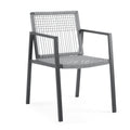 Outdoor Dining Set, Aluminum Dining Chair Set Of 6 With Rope Aluminum Dining Table With Faux Wood Top, Gray Black Black Grey Aluminium