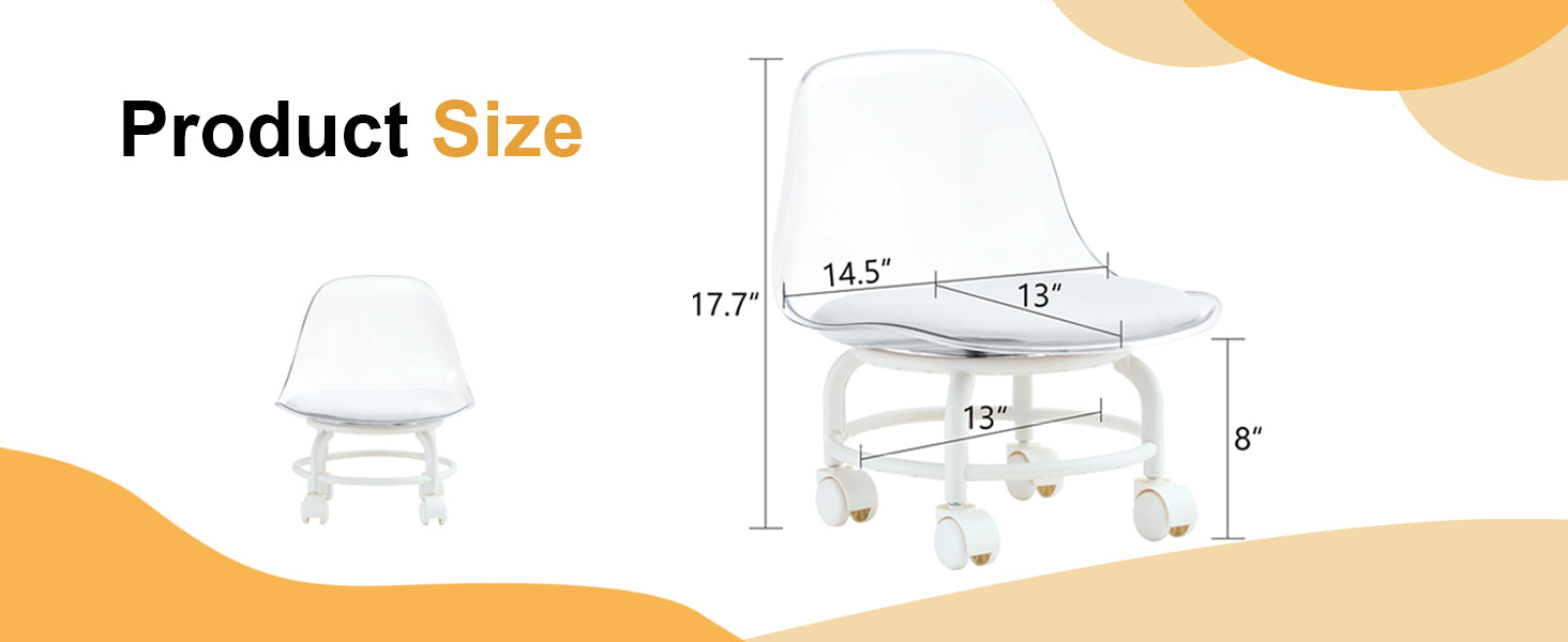 The Small And Cute White Chair With Silky Pulleys Can Move Freely, Which Is Suitable For Use In Various Scenes, And Is A Good Choice For Fashion Style. White Pet