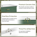 30 Inch Bathroom Vanity With Ceramic Basin, Soft Close Door And Adjustable Shelves Green Bathroom Solid Wood Mdf