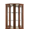 6 Shelf Corner Curio Display Cabinet With Lights, Mirrors And Adjustable Shelves, Walnut E26 Light Bulb Not Included Walnut Mdf