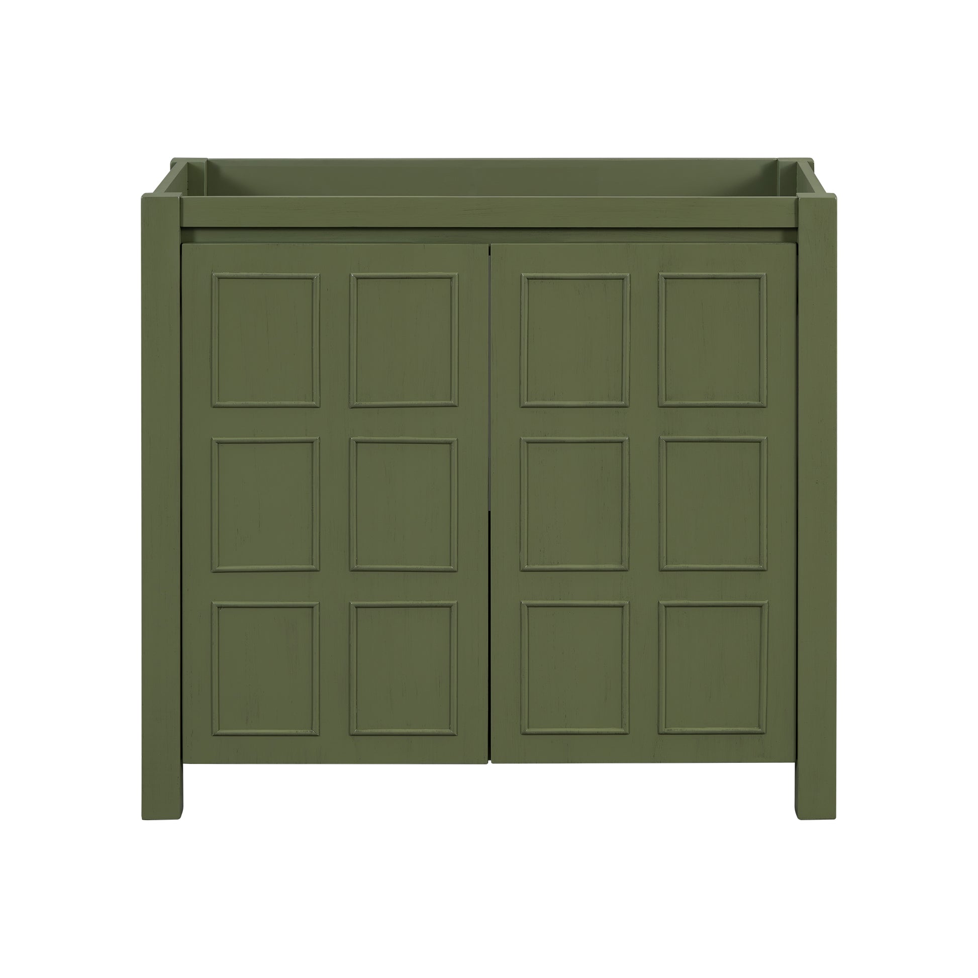 Cabinet Only 36" Bathroom Vanity With Adjustable Shelves Green Bathroom Solid Wood Mdf